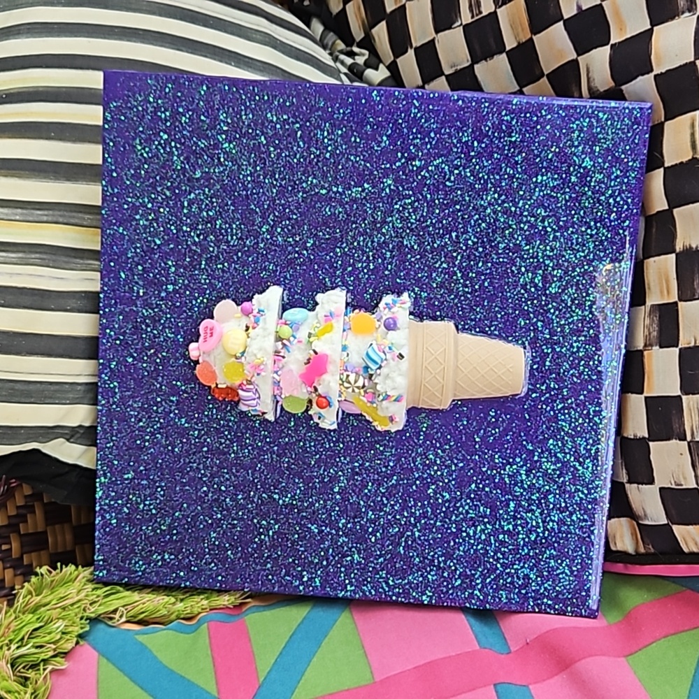 Purple Mermaid Glitter 3-scoop Wall Pop Art, OOAK, Handmade 🎨